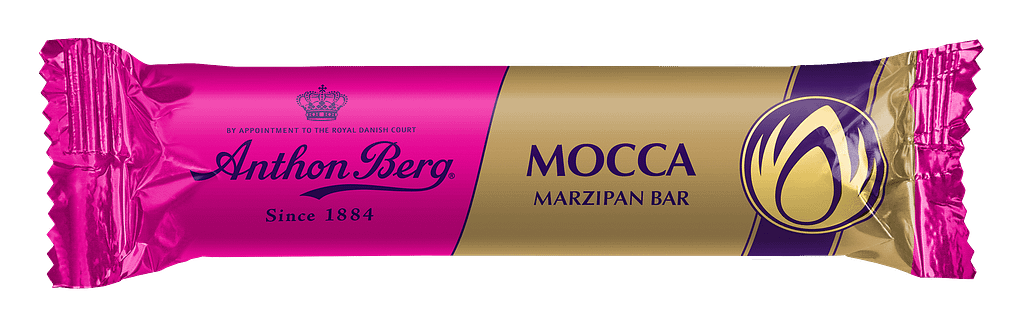 Emballagedesign Anthon Berg marcipanbrød Mocca packshot