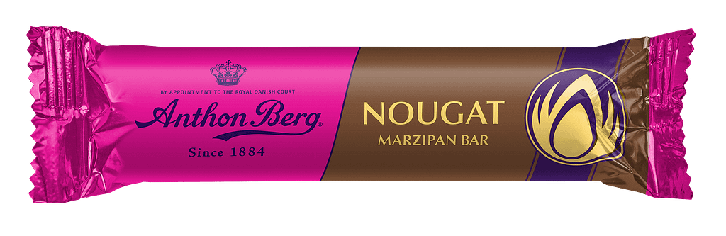Emballagedesign Anthon Berg marcipanbrød Nougat packshot