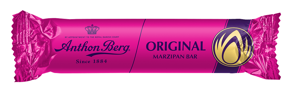 Emballagedesign Anthon Berg marcipanbrød packshot