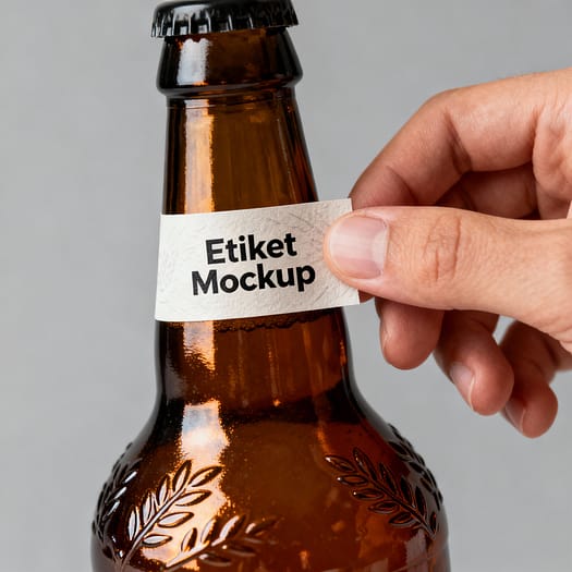 Label model on the top of a beer bottle