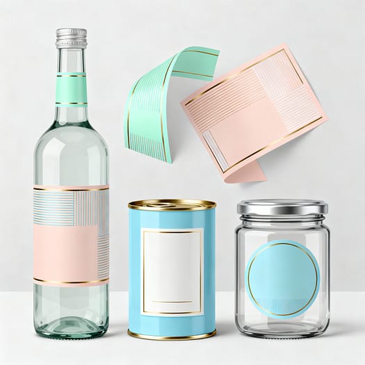 label mockups for various FMCG products